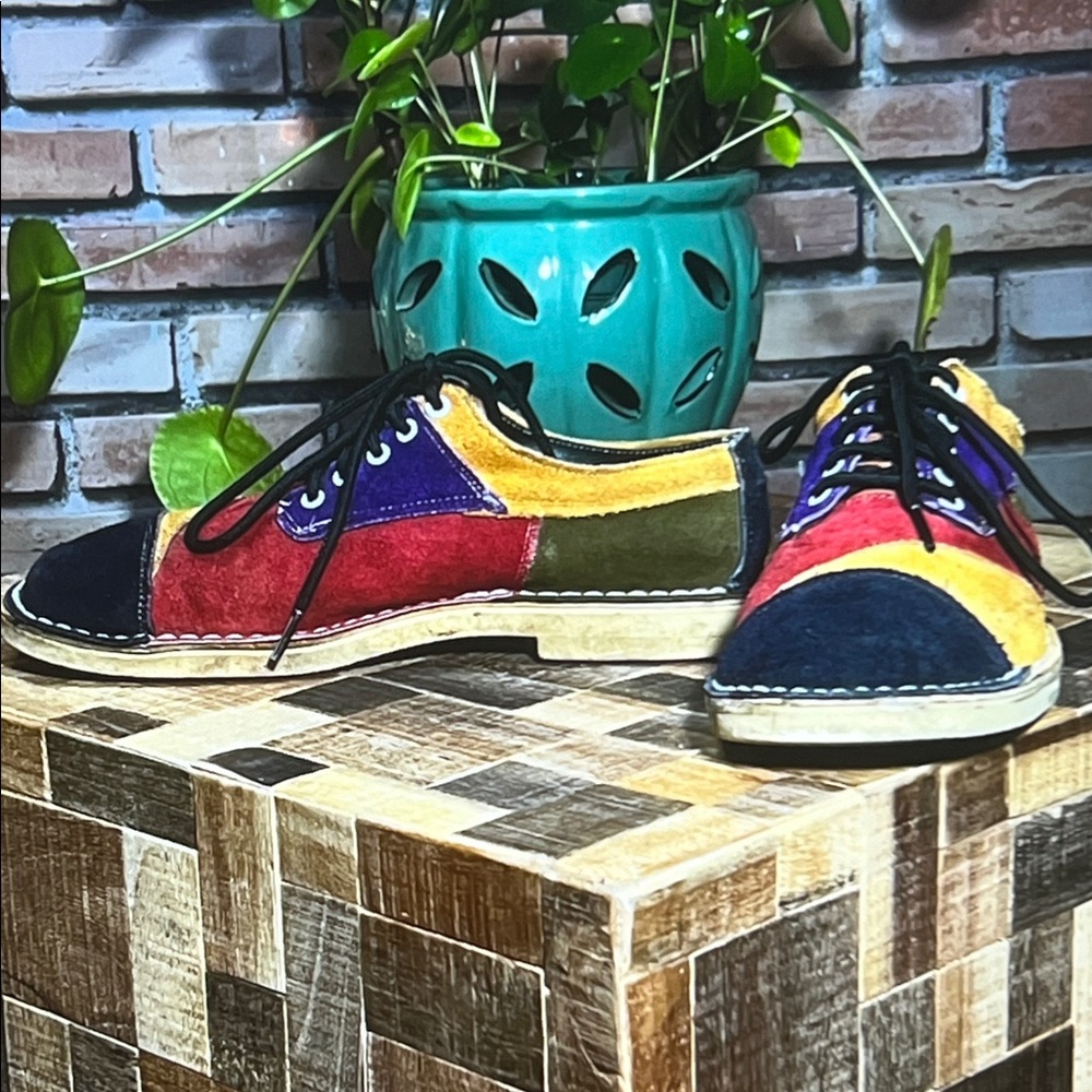 Unbranded Patchwork Suede Lace-Up Multicolor Sz 8… - image 5